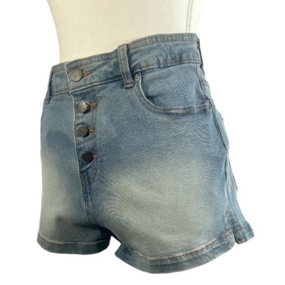 Roxy Women's High-Rise Stretch Button Fly Light Denim Slits Shorts Size 28 - Picture 6 of 15